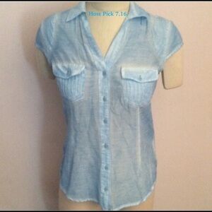 NWT Silver Jean Co. Sky Blue Blouse Size S MSRP 58